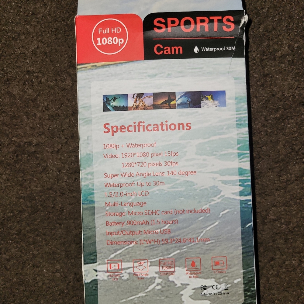 Sports Cam 1080p Waterproof 30M Camera - Picture 3 of 4